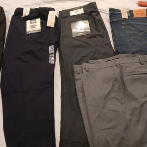 4 Pairs NWT 42x32 Dress Slacks-Ralph Lauren, Levis, Dockers